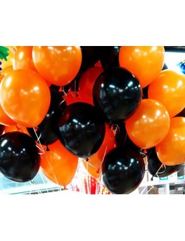 Black and Orange Latex Balloons Set with Air Pump for Halloween Party
