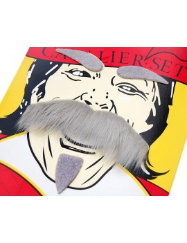 Self Adhesive Fake Mustaches and Eyebrow Set for Costume Party - Grey