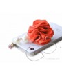 Dangling Flower Crystal Headphone Jack Plug - Red